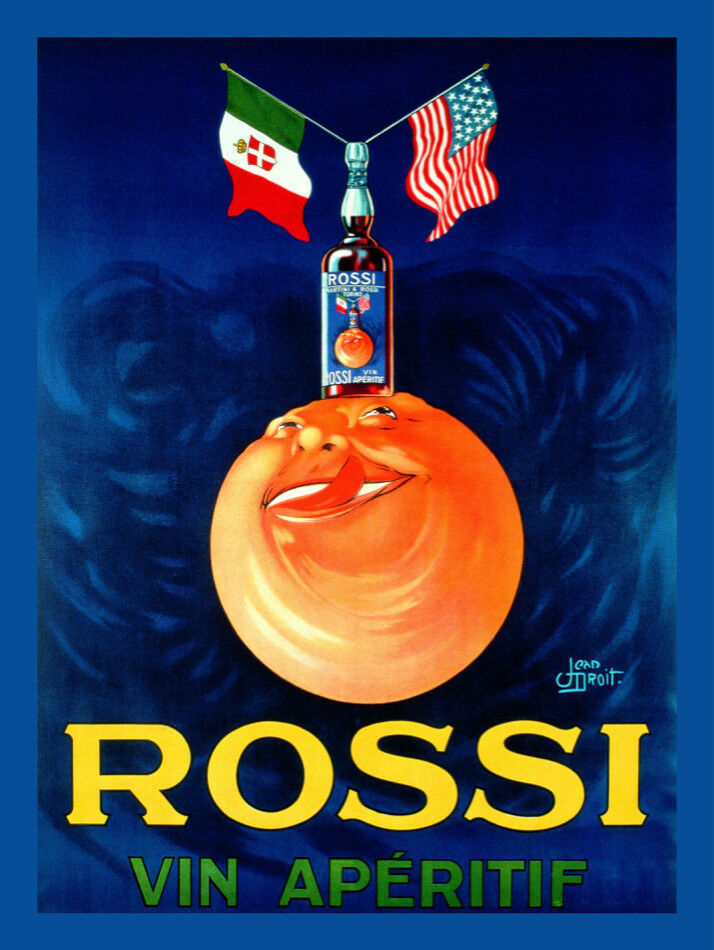 Decoration POSTER print.Rossi wine.Italy.American flags.Room interior art.6730