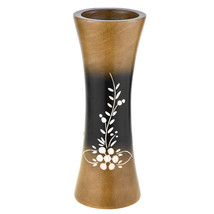 Magical Foxglove Flower Brown 8-inch Mango Tree Concaving Wood Vase - $16.82