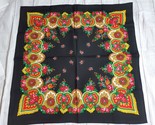 Scarf Pure Virgin Wool Black Pink Red Rose Floral Paisely Japan 29&quot; Squa... - $21.73
