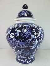 Decorative Chinese Porcelain Floral Cobalt Jar Vase Urn E185 - £55.39 GBP