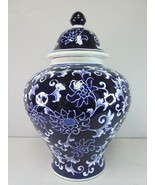 Decorative Chinese Porcelain Floral Cobalt Jar Vase Urn E185 - $69.30