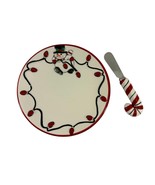 Fitz &amp; Floyd Cheers 6.5&quot; Snack Plate Spreader Snowman Christmas Lights H... - £9.43 GBP