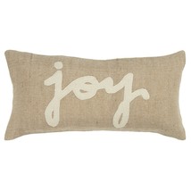 Tan Joy Felt Applique Burlap Lumbar Pillow - £43.89 GBP