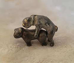 Antique 19th Century Russian Pewter Dogs Figurines 1&quot;x1&quot; - £56.25 GBP
