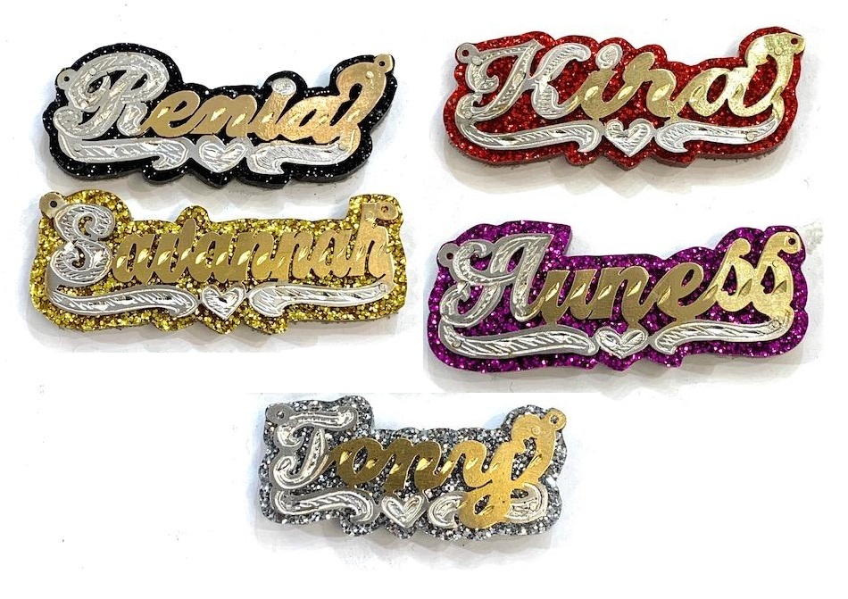 Primary image for Personalized Name Necklace Gold overlay glitter color onyx /red/purple/black/gol