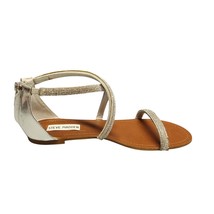 Steve Madden Zsaza Gladiator Sandals Womens 7.5 Brown Silver Leather Rhi... - $416.07 MXN