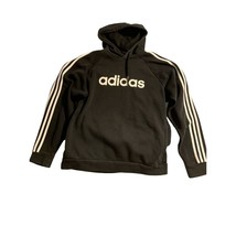 Adidas Mens Size Large Hoodie Pullover Sweatshirt Black White three Stri... - $19.79