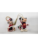 Lenox Disney 2024 Mickey &amp; Minnie Figurine Ornaments 2 Mouse Candy Cane ... - $110.33 CAD