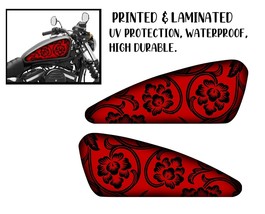 Motorcycle tank sticker / skin flowers red decals 2pcs Fits For Most Harley - £20.97 GBP
