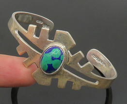 MEXICO 925 Silver - Vintage Cabochon Cut Azurite Abstract Cuff Bracelet - BT9369 - $129.94