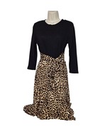 Reb In J. 220 Sheath Dress Size Large Black Brown Leopard Cheetah Print ... - $38.82 CAD