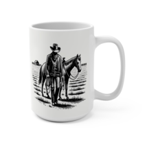 Western Cowboy Silhouette Mug 15oz, Horse Lover Coffee Cup, Rodeo Theme ... - $9.49