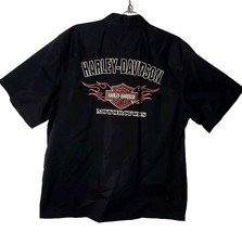 Harley Davidson Men XL Motor Cycles Black Button Down Short Sleeve Logo ... - $50.84