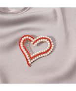 Red Cubic Zirconia &amp; Pearl 18K Gold-Plated Heart Brooch - £11.80 GBP