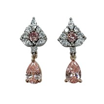 1.50 TCW Pear Lab Grown Diamond Bridal Dangle Earrings 14k White Rose Gold - $65,022.98 MXN