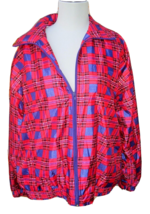 Vintage Jacket Pro Spirit Womens L Pink &amp; Purple Plaid check Zip-Up Nylo... - £31.58 GBP