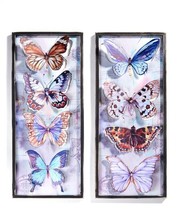 Butterfly Framed Wall Plaques Set 2 Rectangle Raised Metal Butterflies 3D Effect - $128.69