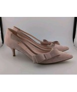 Kate Spade 7.5 Light Pink Suede Heels Bows Clear Pointed Toe Pointed (35) - £45.96 GBP