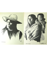 2 Vintage Art Prints Signed by Jack H Young NEZ PERCE WARRIOR &amp; CROW MOTHER - £15.15 GBP