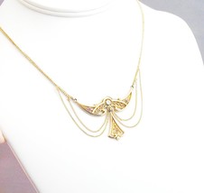 Victorian GF Diamond Ruby Baroque Pearl Festoon Draped Chain Lavalier Necklace - £235.81 GBP