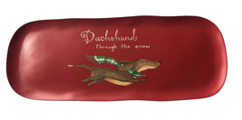 Dachshund Through The Snow Christmas Holiday Melamine 17&quot; Tray Long Red Winter - £29.72 GBP