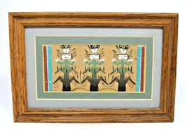 Navajo Sand Art Painting Corn People Framed - Signed - £113.20 GBP