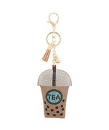 Bling Boba Tea Puffy Rhinestone Keychain Key Ring Bag Charm - $281.08 MXN