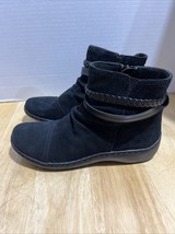 Clarks Collection Cora Braidboot Women&#39;s Black Suede Ankle Boots Size 7M - $27.90