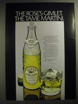 1974 Rose&#39;s Lime Juice Ad - The Rose&#39;s Gimlet. The tame Martini - £14.48 GBP