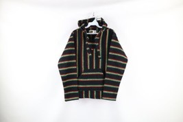 Vintage 90s Streetwear Mens Small Rainbow Striped Drug Rug Hoodie Sweatshirt - £39.52 GBP