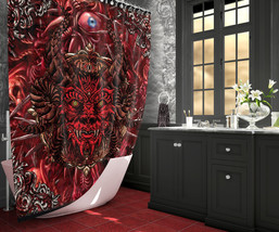 Horror Gore &amp; Blood Devil Shower Curtain, Satanic Bathroom, Home Decor - £55.60 GBP
