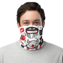 Funny Monsters Pow Black &amp; Red Breathable Washable Neck Gaiter - £13.10 GBP
