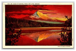 Mount Hood Presso Sunrise Da Perso Lago Oregon O Unp Wb Cartolina - £2.63 GBP