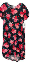 NWT 2.0 LuLaRoe Medium BEAUTIFUL Black with Red &amp; Pink Roses Carly Swing... - £37.92 GBP