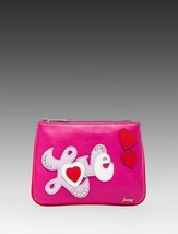 Juicy Couture Juicy In Love Pink Heart Leather Pouch Cosmetic Bag New $48 - £30.68 GBP