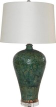 Table Lamp Dragon Plum Vase Speckled Green Ceramic Carved Handmade Shades - £758.58 GBP