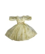 Vintage 50s Yellow Organza Prom Easter Fit Flare Midi Cocktail Dress W22&quot; - £93.09 GBP