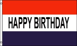 Happy Birthday (RWB) 3&#39;x5&#39; Polyester Flag - £3.81 GBP