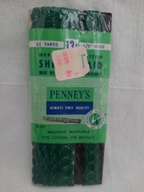 VTG Penney&#39;s Shell Braid Emerald Green &amp; Metallic Gold Cotton Lurex 2.5 ... - £4.62 GBP