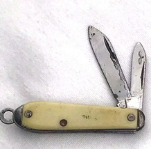 Pocket Knife Vintage Dual Blade Folding Advertising Colonial Knives Worn - $12.42