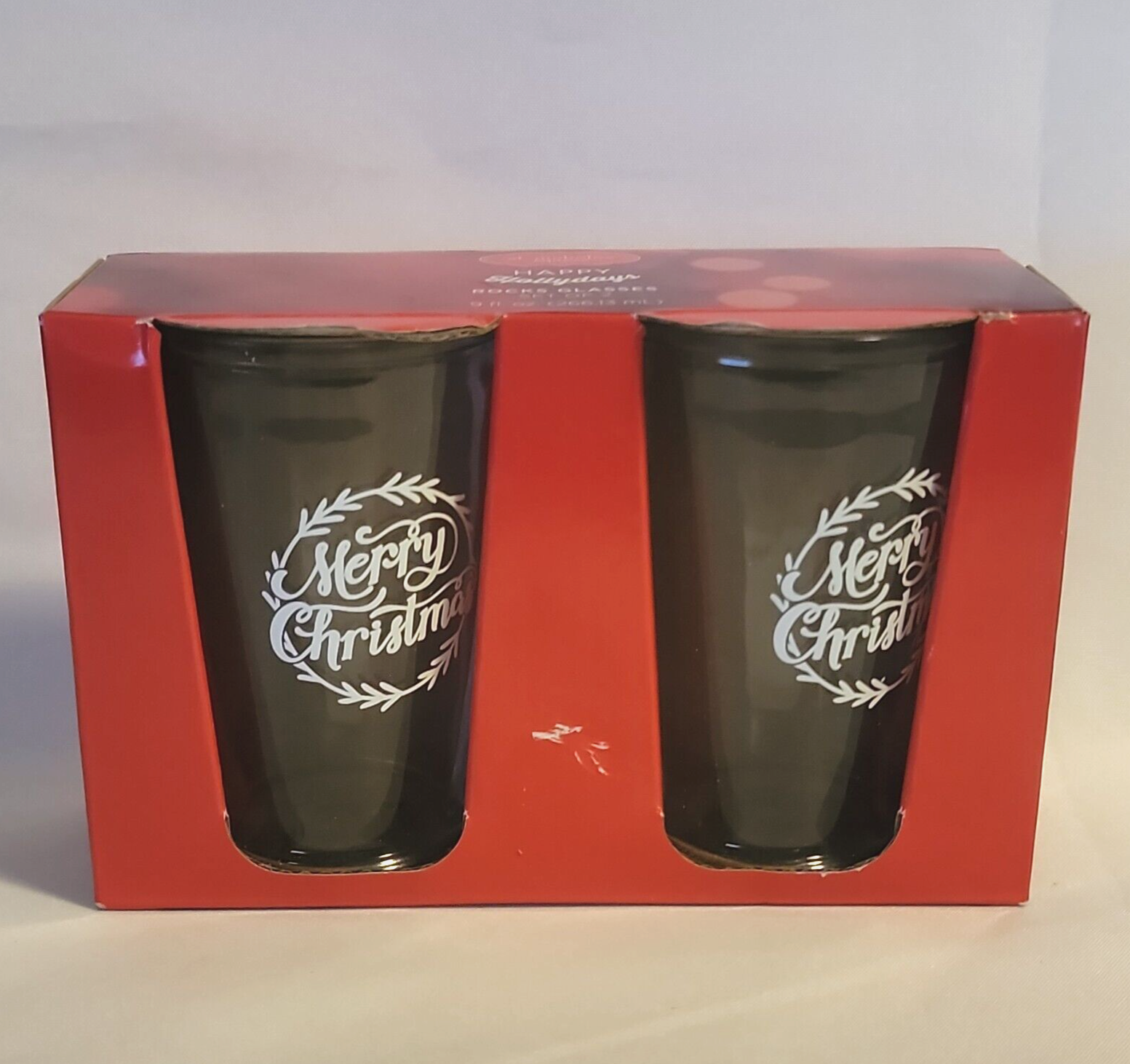 St Nicholas Square Happy Hollydays Rocks Glasses 9 fl oz - £9.84 GBP