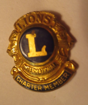 VINTAGE LIONS INTERNATIONAL CHARTER MEMBER LAPEL PIN 1960&#39;S - £6.23 GBP