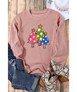 Pink Vintage Wash Sequined Christmas Tree Corded Sweatshirt - $38.09 CAD
