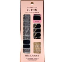 NEW Dashing Diva Gloss Ultra Shine Gel Nail Strips Black Gold Glitter Sp... - £11.89 GBP