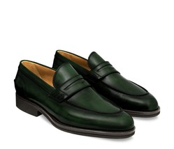 New Loafer Handmade Leather Turtle Green color Round Toe Shoe For Men&#39;s - $159.00