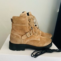 All Saints Paulina Suede Leather Buckle Moto Boot, Size 11, Brown/Tan, NWT - $149.00