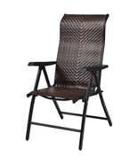Outdoor/Indoor Folding Patio Chair with Brown Rattan Seat and High Back-... - $222.89 CAD