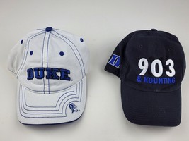 Pair Duke Blue Devils Men&#39;s Hats White &quot;The Game&quot; Black 903 &amp; Kounting preowned - £15.49 GBP