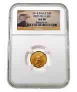2014 Or 1/10 ML American Eagle Classé Par NGC Comme MS-70 Premier Libère - €494,60 EUR