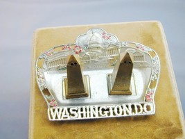 Vintage Washington D.C. Metal Salt &amp; Pepper Shaker In Fancy Tray - £23.59 GBP